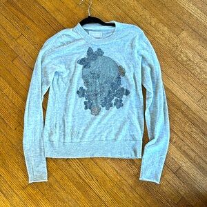 Zadig et Voltaire cashmere lightweight sweater with skull butterfly crystals
